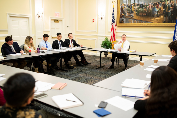 Dr. Matthew Spalding teaching a class at the Kirby Center.